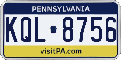 PA license plate KQL8756