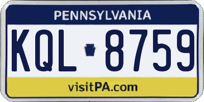 PA license plate KQL8759