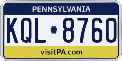 PA license plate KQL8760