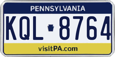 PA license plate KQL8764
