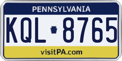 PA license plate KQL8765