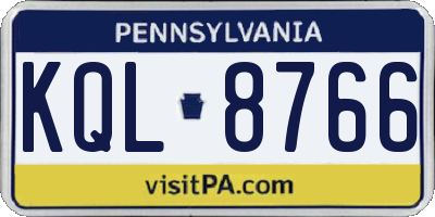 PA license plate KQL8766