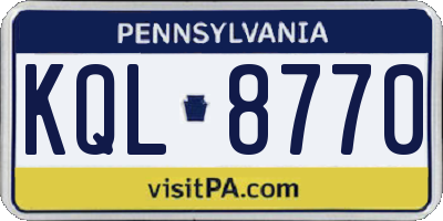 PA license plate KQL8770