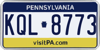 PA license plate KQL8773