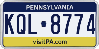 PA license plate KQL8774