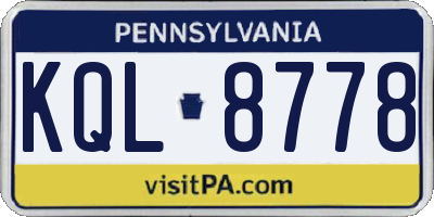 PA license plate KQL8778