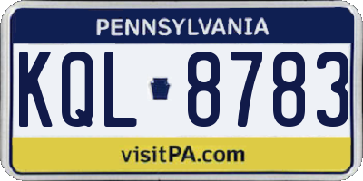 PA license plate KQL8783