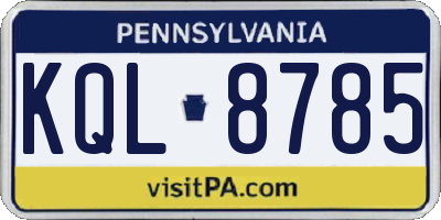 PA license plate KQL8785