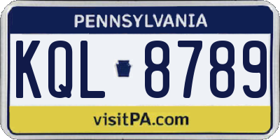 PA license plate KQL8789
