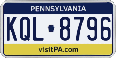 PA license plate KQL8796