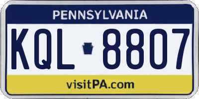 PA license plate KQL8807