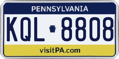 PA license plate KQL8808