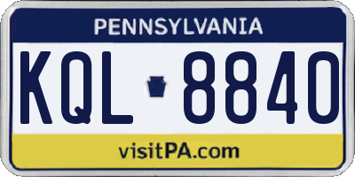 PA license plate KQL8840