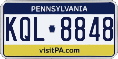 PA license plate KQL8848
