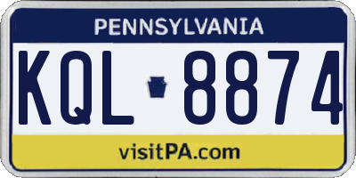 PA license plate KQL8874