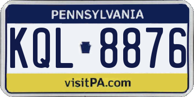 PA license plate KQL8876