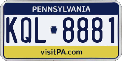 PA license plate KQL8881