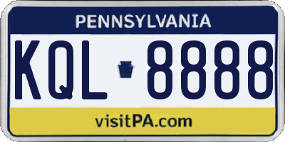 PA license plate KQL8888