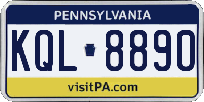PA license plate KQL8890