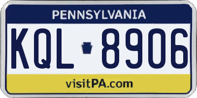 PA license plate KQL8906