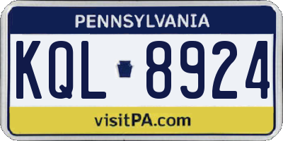 PA license plate KQL8924