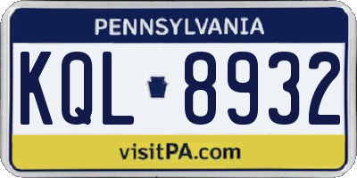 PA license plate KQL8932