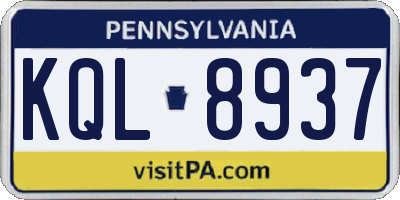 PA license plate KQL8937
