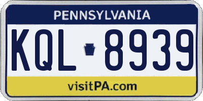 PA license plate KQL8939