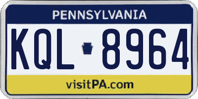 PA license plate KQL8964