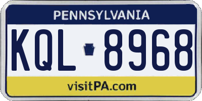 PA license plate KQL8968