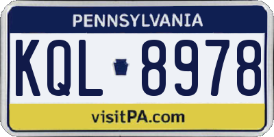 PA license plate KQL8978