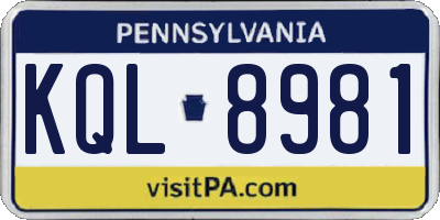 PA license plate KQL8981