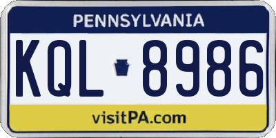 PA license plate KQL8986