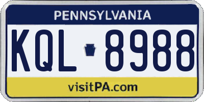 PA license plate KQL8988