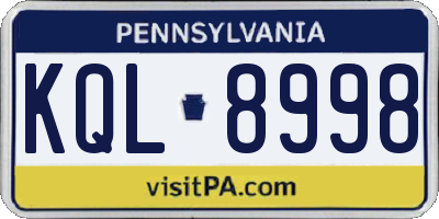 PA license plate KQL8998