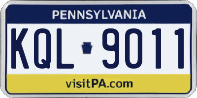 PA license plate KQL9011