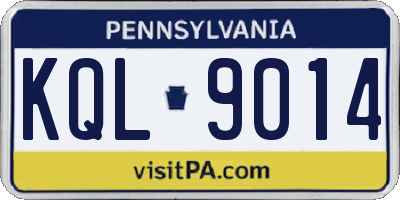 PA license plate KQL9014