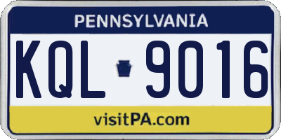 PA license plate KQL9016