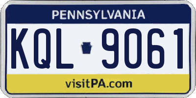 PA license plate KQL9061