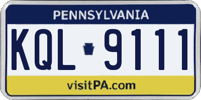 PA license plate KQL9111
