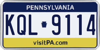 PA license plate KQL9114