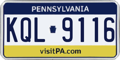 PA license plate KQL9116