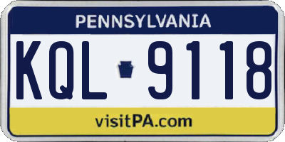 PA license plate KQL9118