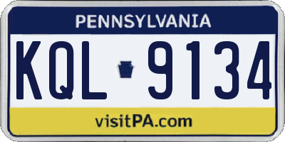 PA license plate KQL9134