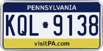 PA license plate KQL9138