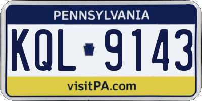 PA license plate KQL9143