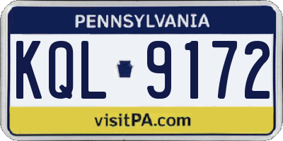 PA license plate KQL9172