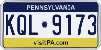 PA license plate KQL9173