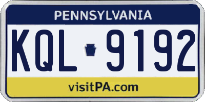 PA license plate KQL9192