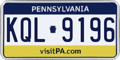 PA license plate KQL9196